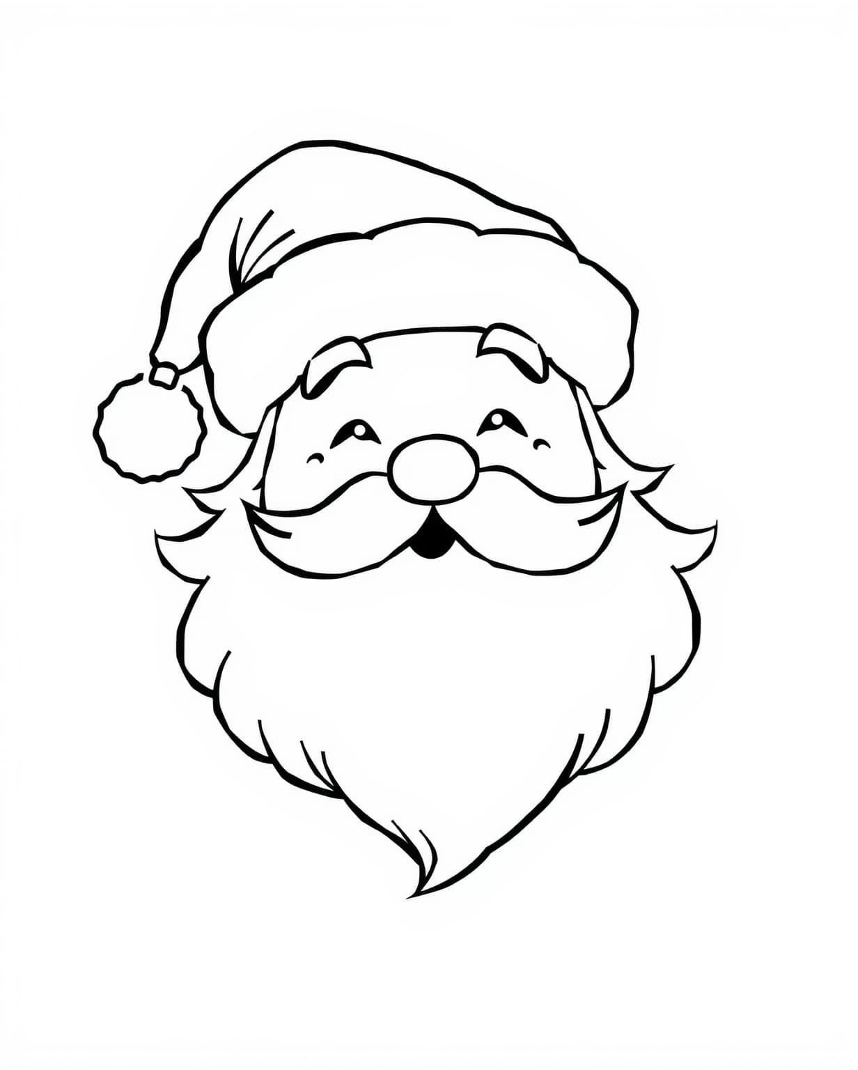 Cute Santa Face Coloring Page to Print