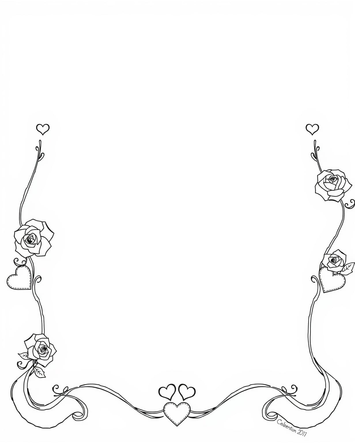 Decorative Valentine Border Coloring Page