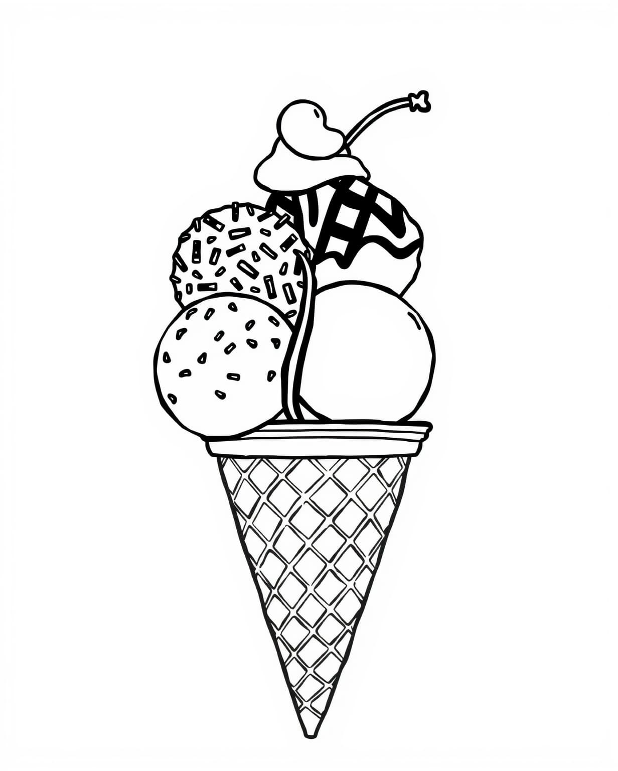 Delightful Ice Cream Scoops Coloring Page