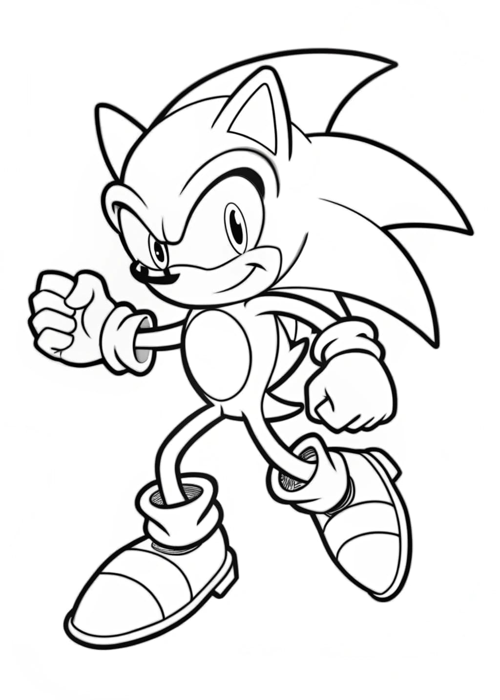 Detailed Sonic Coloring Page For Adults