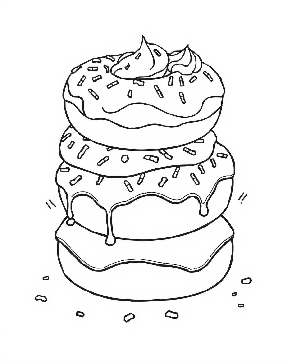 Donut Stack Coloring Page with Fun Toppings
