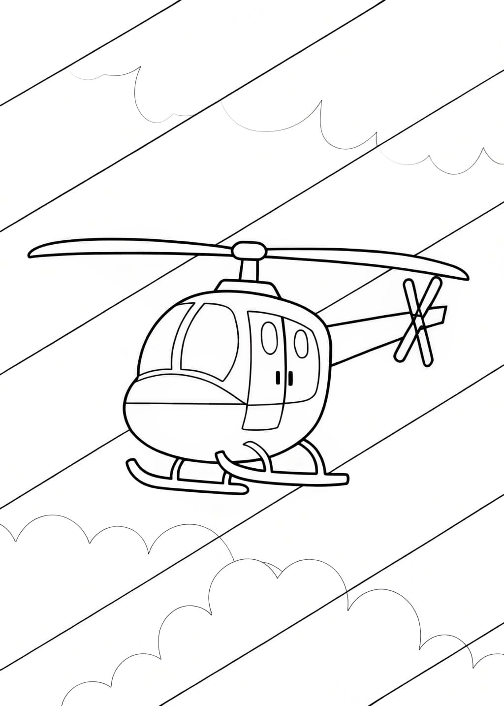 Easy Helicopter Coloring Sheet For Preschoolers