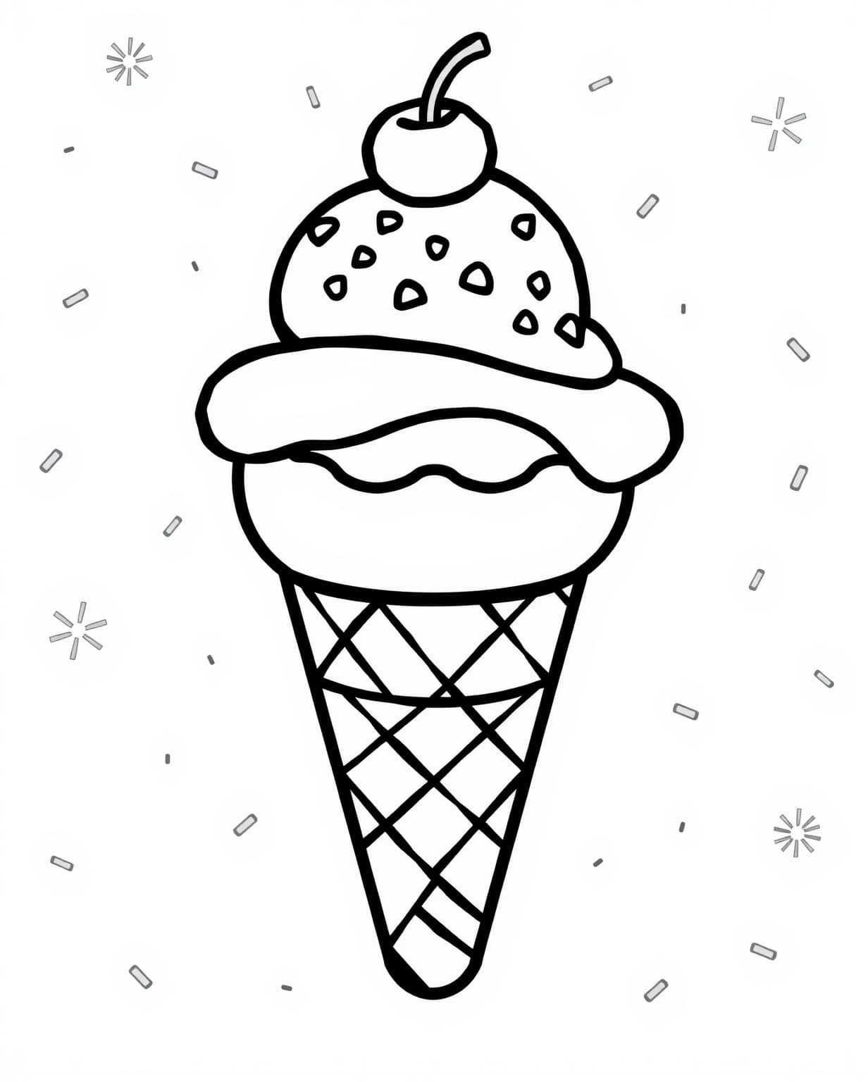 Easy Ice Cream Coloring Page for Kids and Beginners