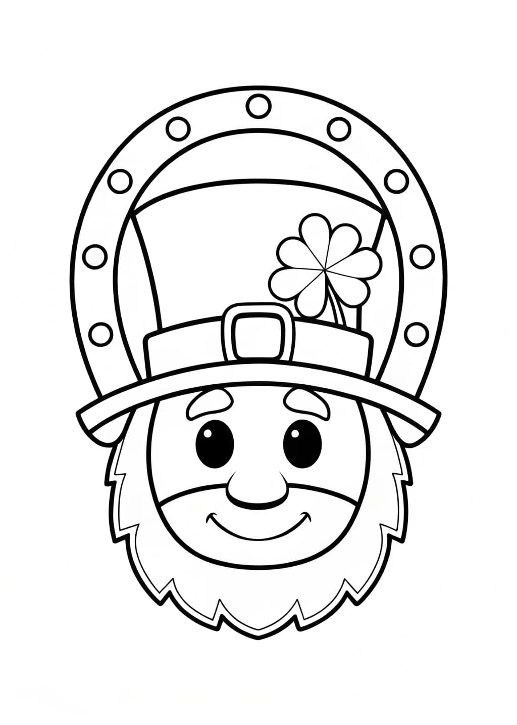 Easy Leprechaun Face Outline Coloring Page