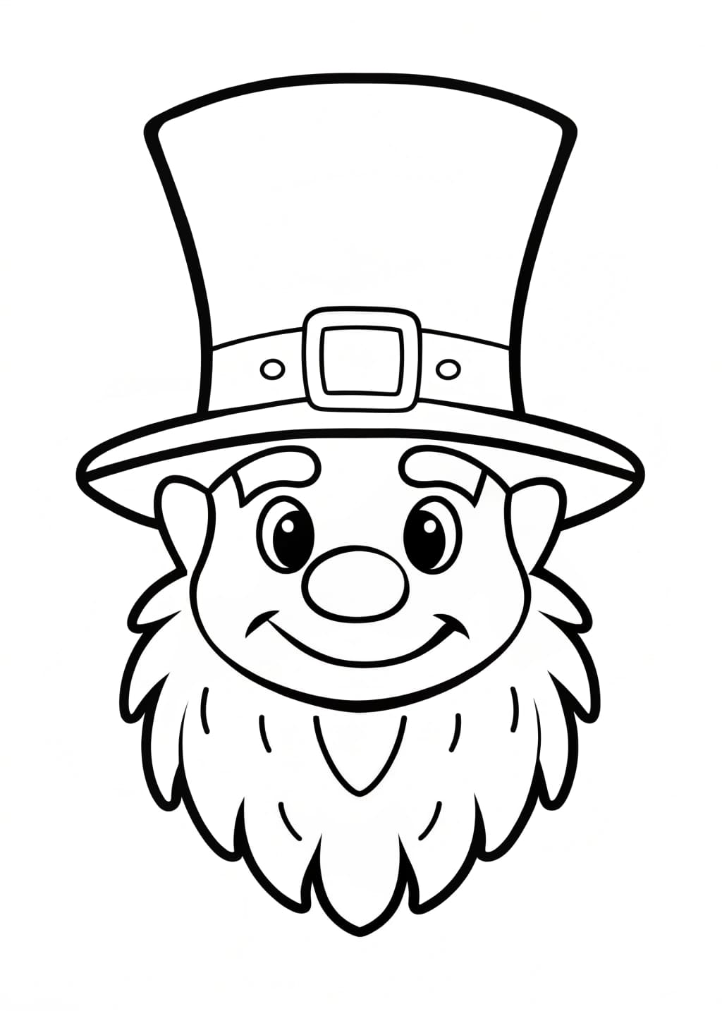 Easy Leprechaun Face With A Big Hat Coloring Page