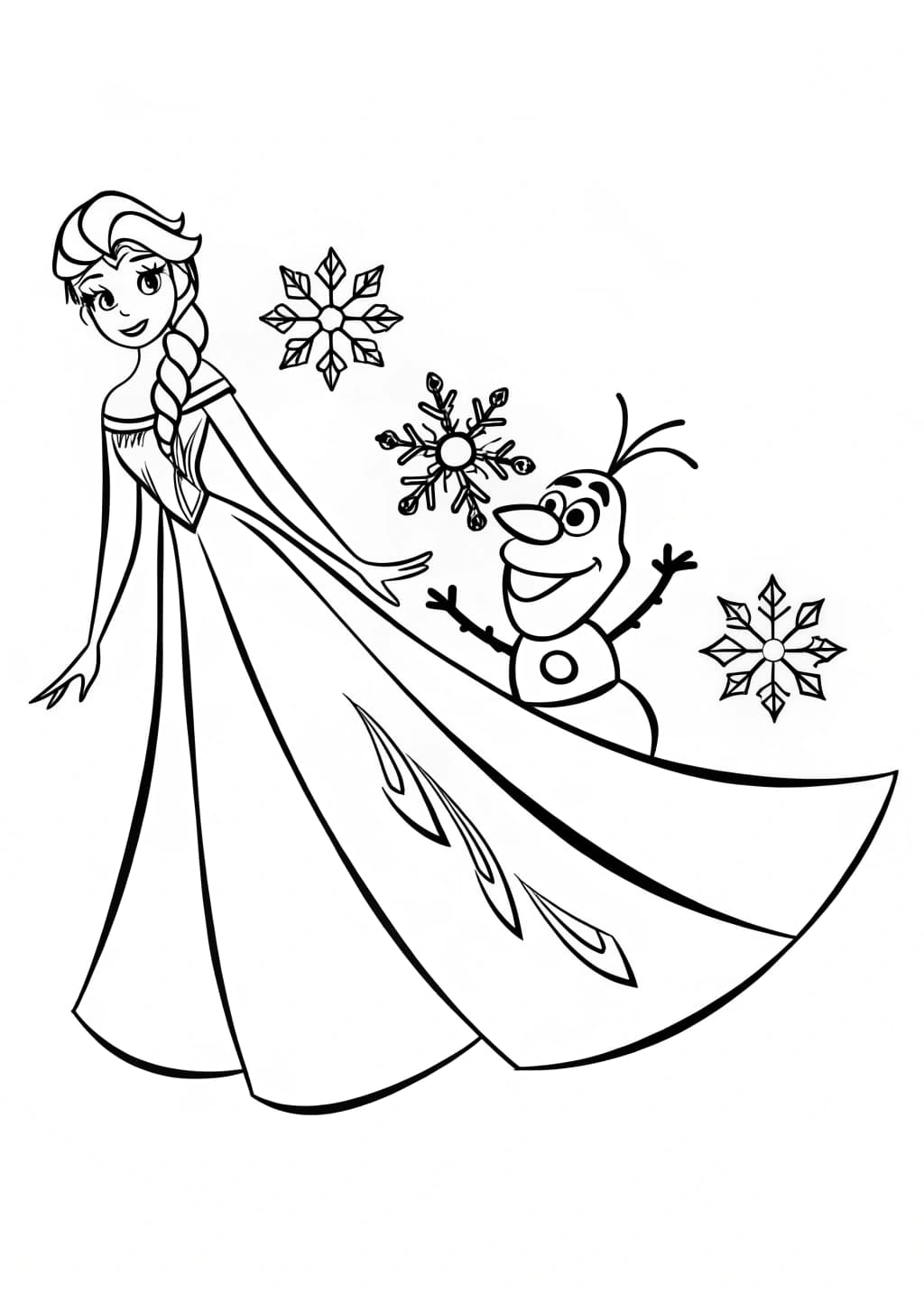 Elsa And Olaf From Frozen Coloring Page