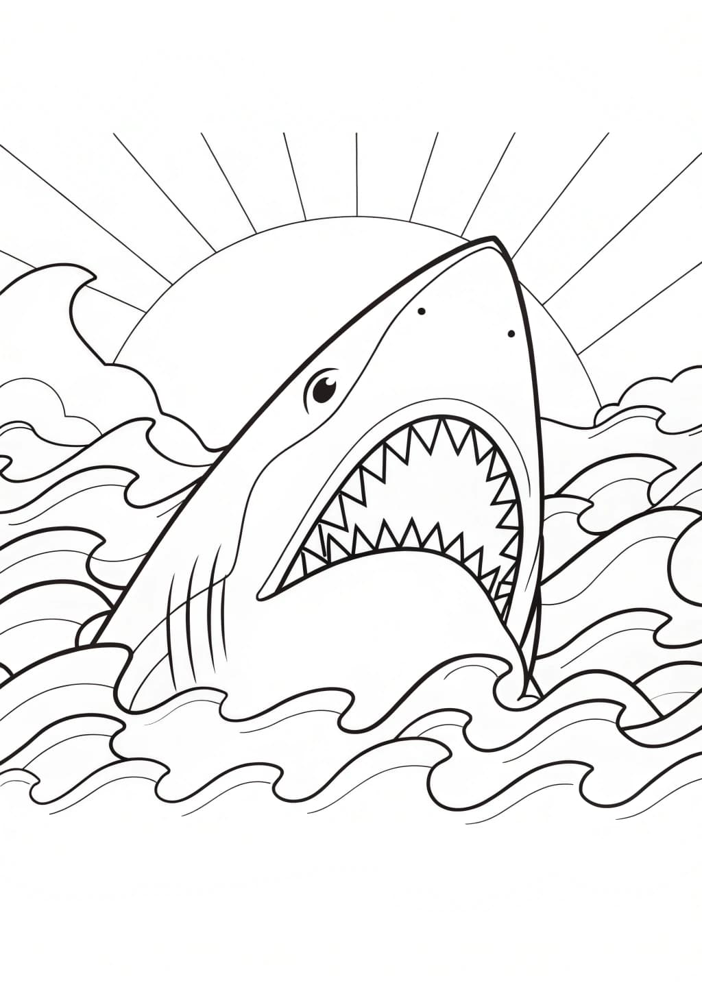 Fierce Great White Emergence Coloring Page