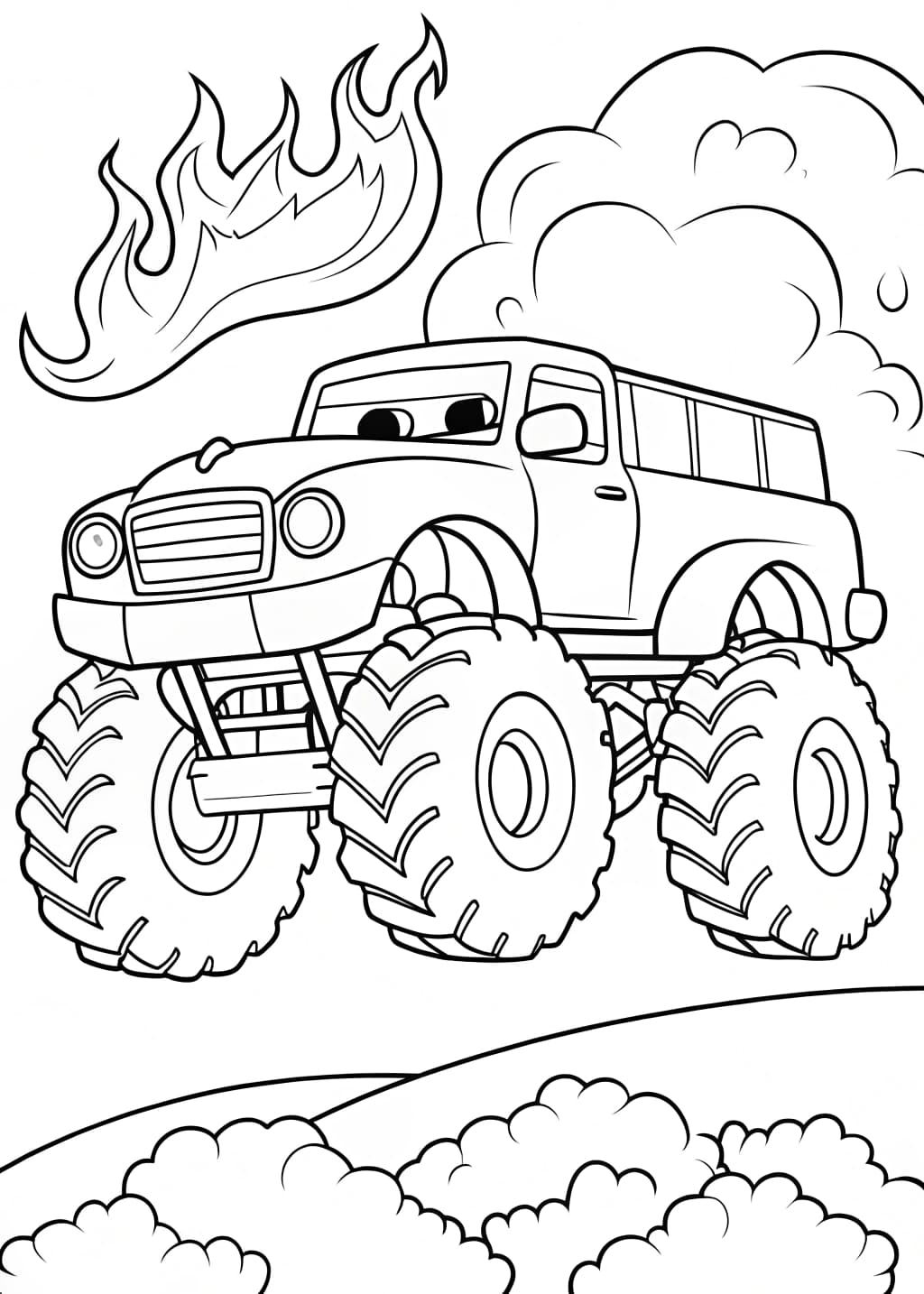 Fire-Breathing Monster Truck Coloring Page