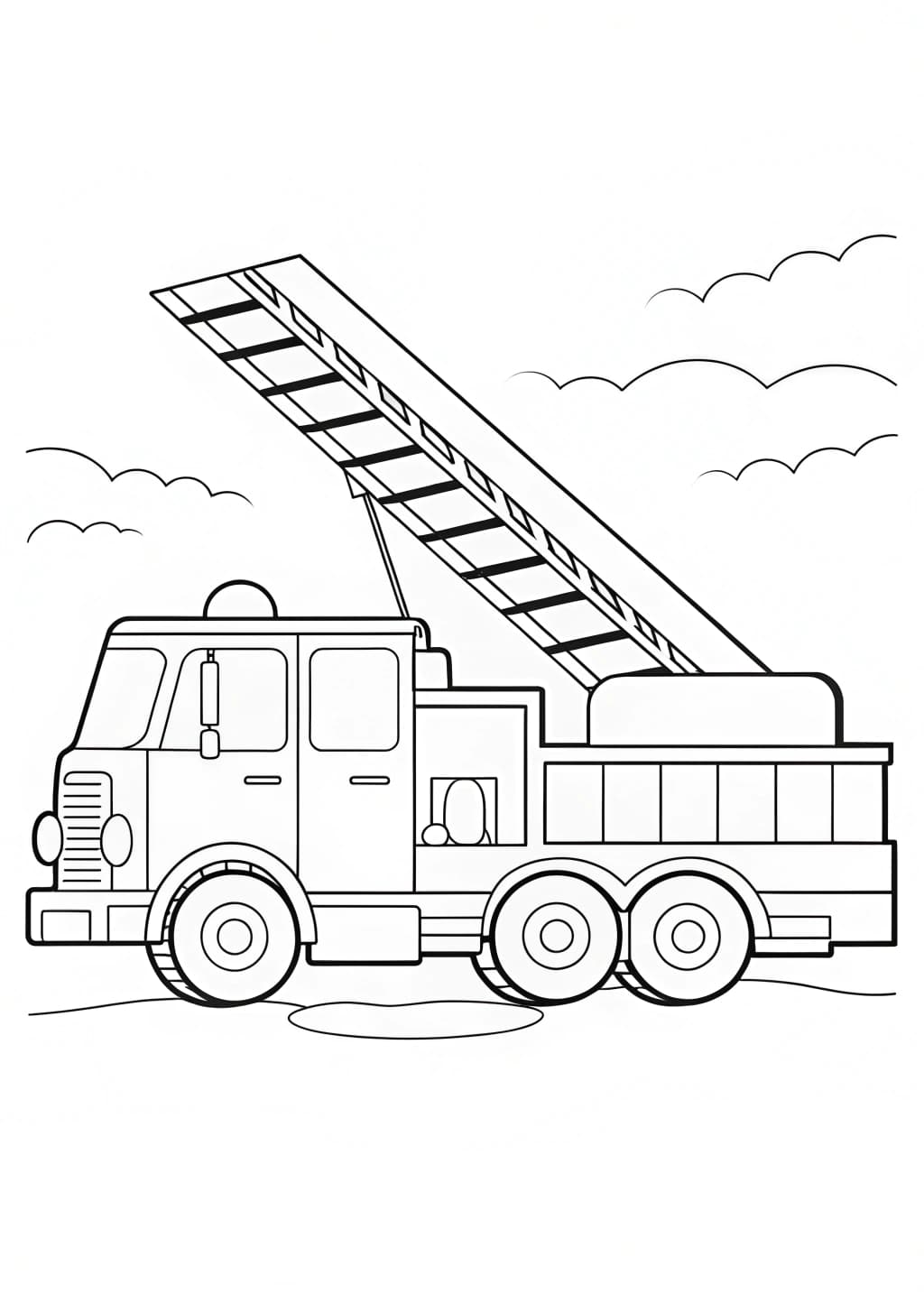 Fire Truck With Extended Ladder Coloring Page