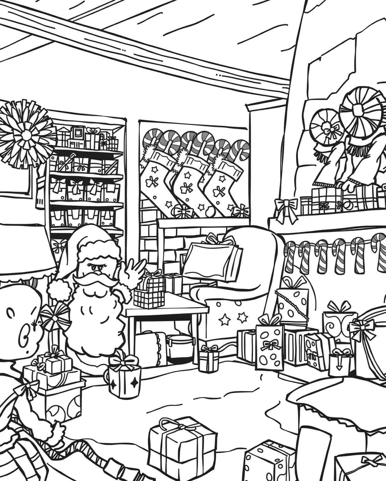 Fun and Festive Santa's Workshop Coloring Page