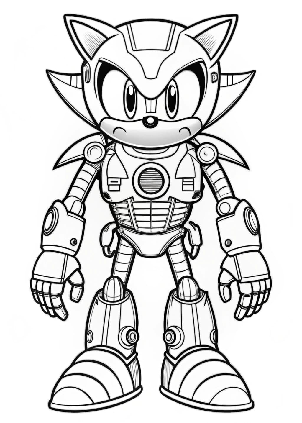 Futuristic Sonic Robot Coloring Page For Adults