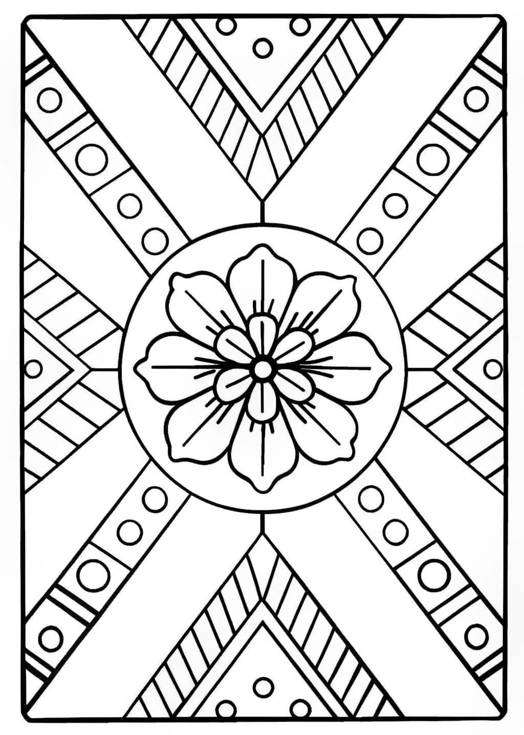 Geometric Floral Mandala Coloring Page