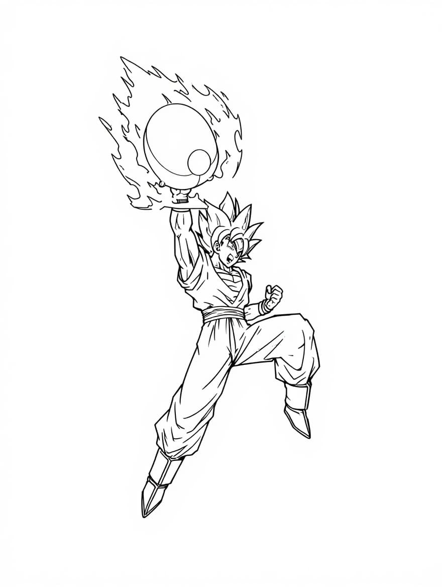 Goku Commanding Spirit Bomb Coloring Page