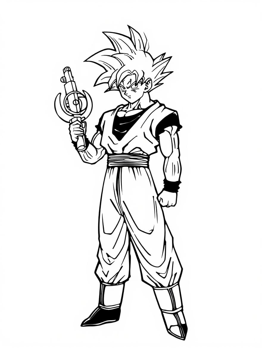 Goku Holding Dragon Radar Coloring Page