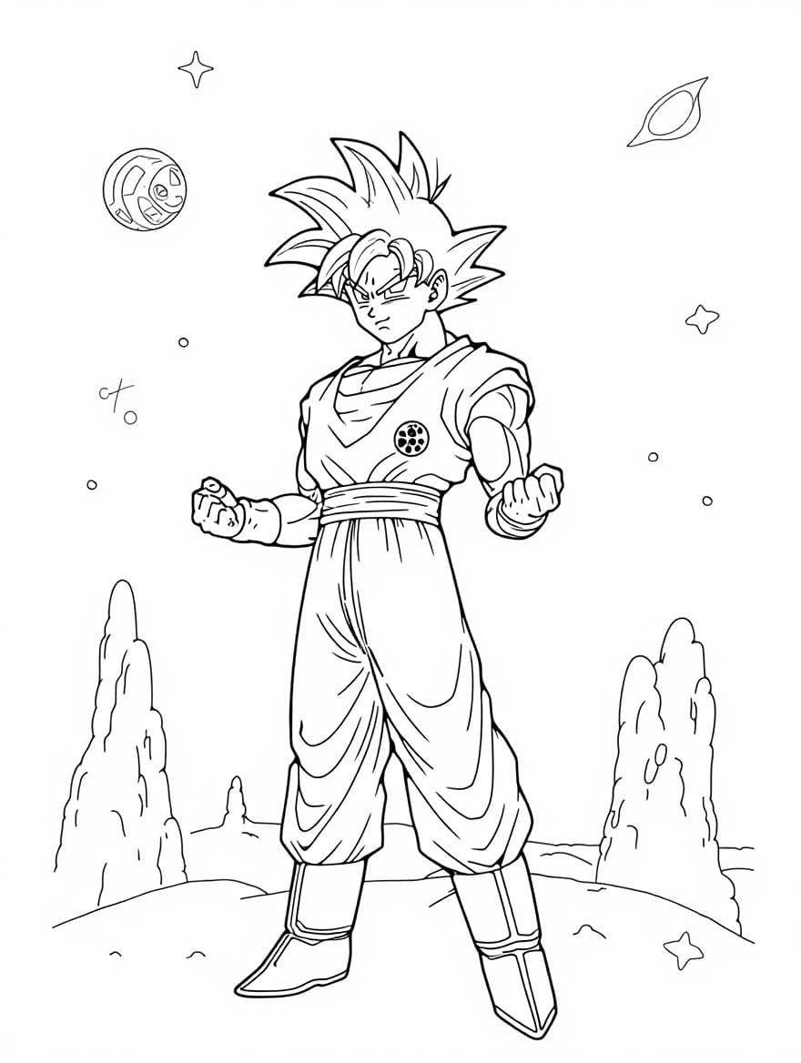 Goku In Alternate Universe Coloring Sheet