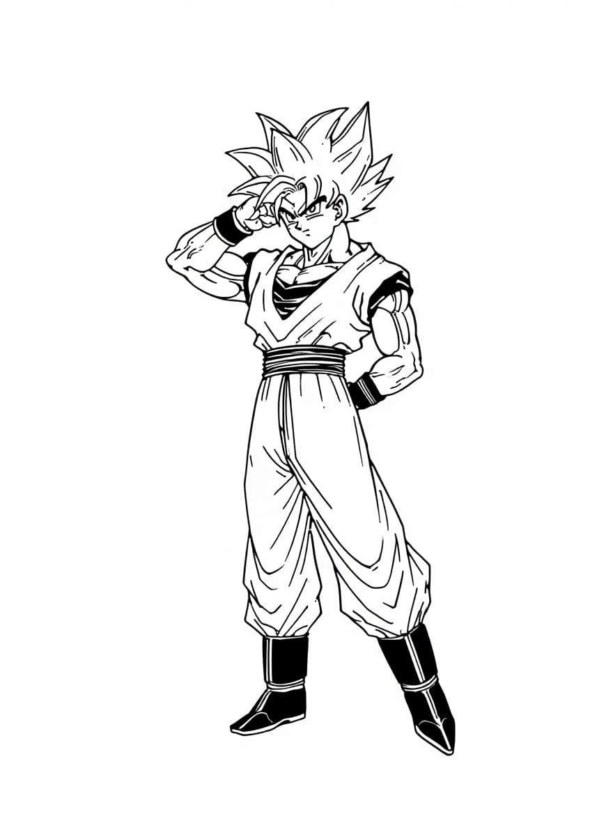 Goku Performing Instant Transmission Coloring Picture