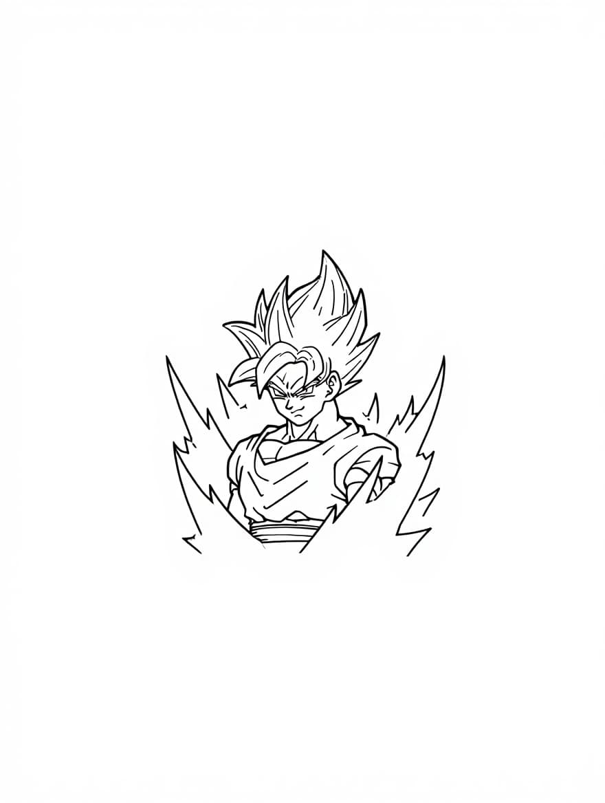Goku's Power Level Rising Coloring Page