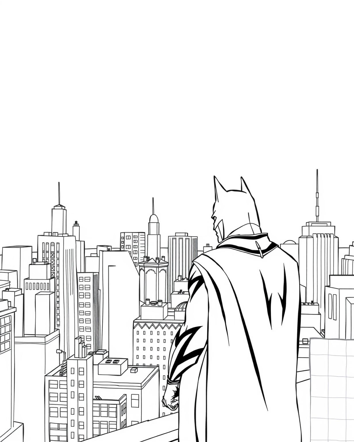 Gotham City Skyline Batman Coloring Page