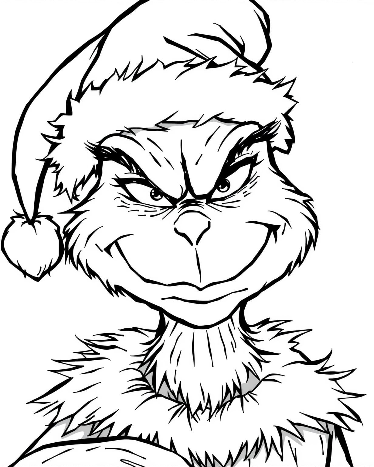 Grinch Santa Hat Plotting Coloring Page