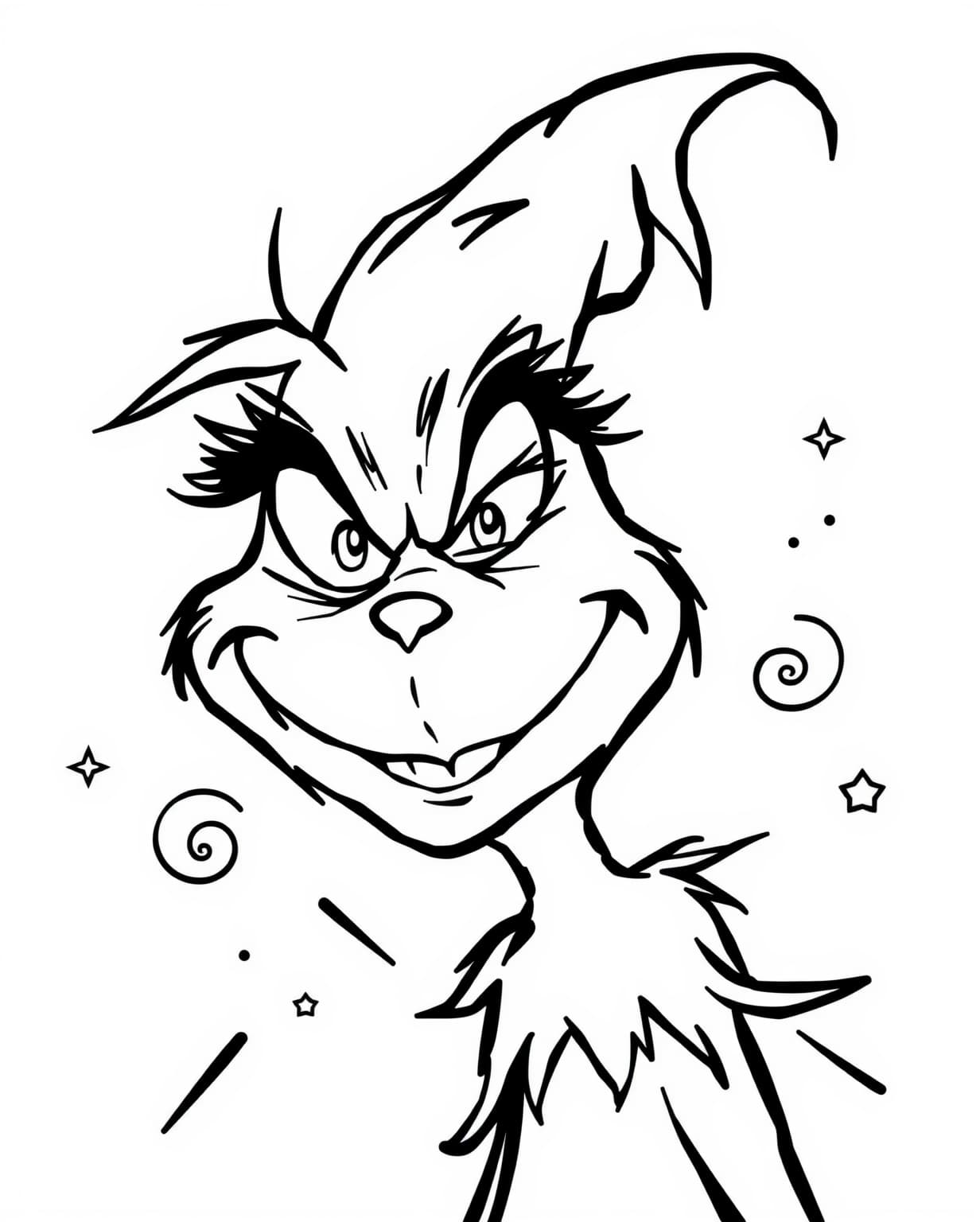 Grinch With A Mischievous Smile Coloring Page