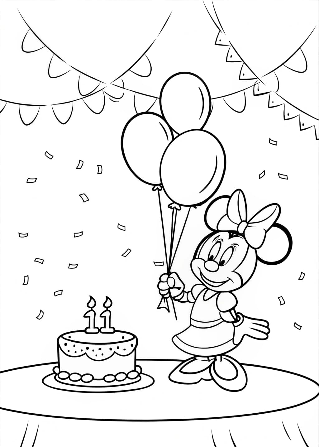 Happy Birthday Minnie Mouse Coloring Page