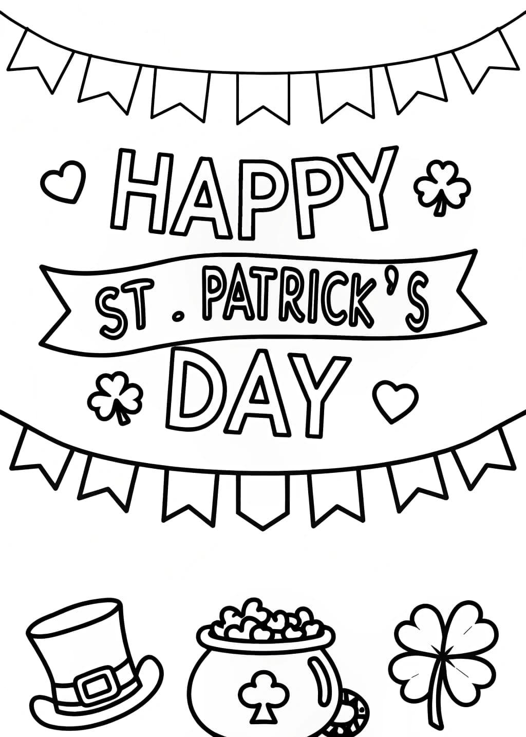 Happy St. Patrick’s Day Banner Coloring Page