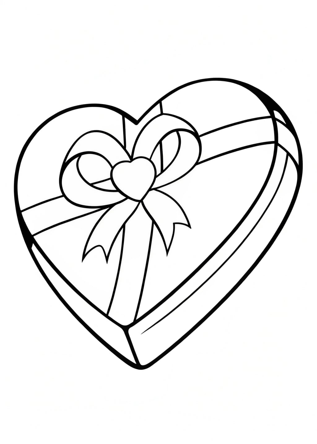 Heart-Shaped Present With Bow Coloring Page