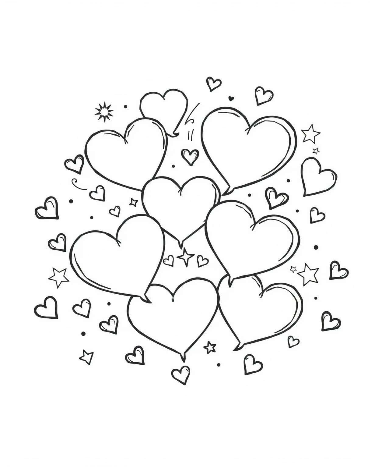 Heart To Heart Speech Bubbles Coloring Page