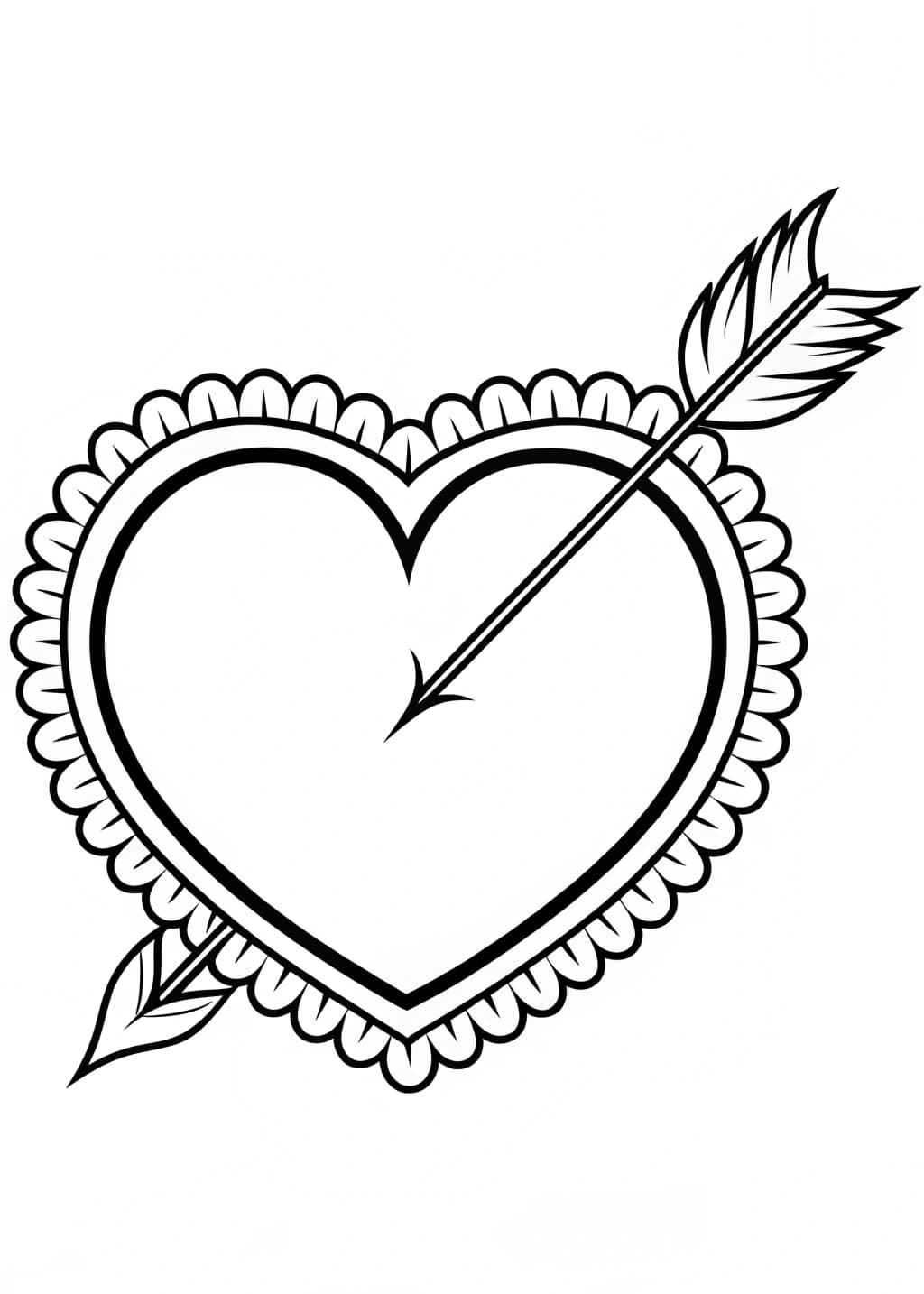 Heart With Cupid’s Arrow Coloring Page