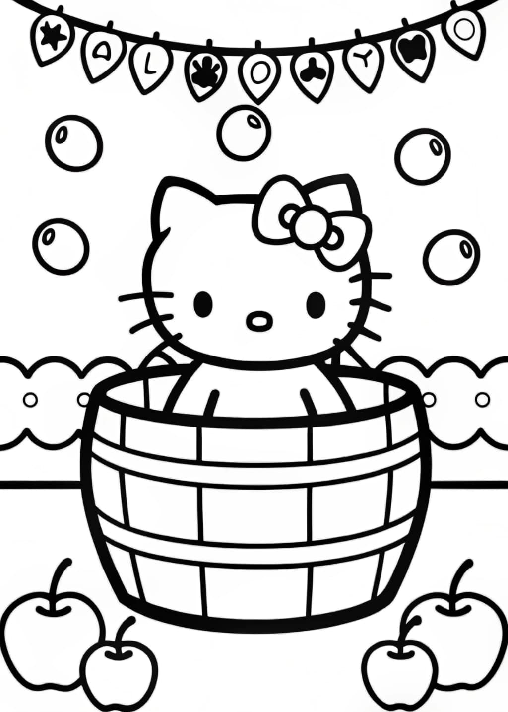 Hello Kitty Playing Halloween Games Coloring Page