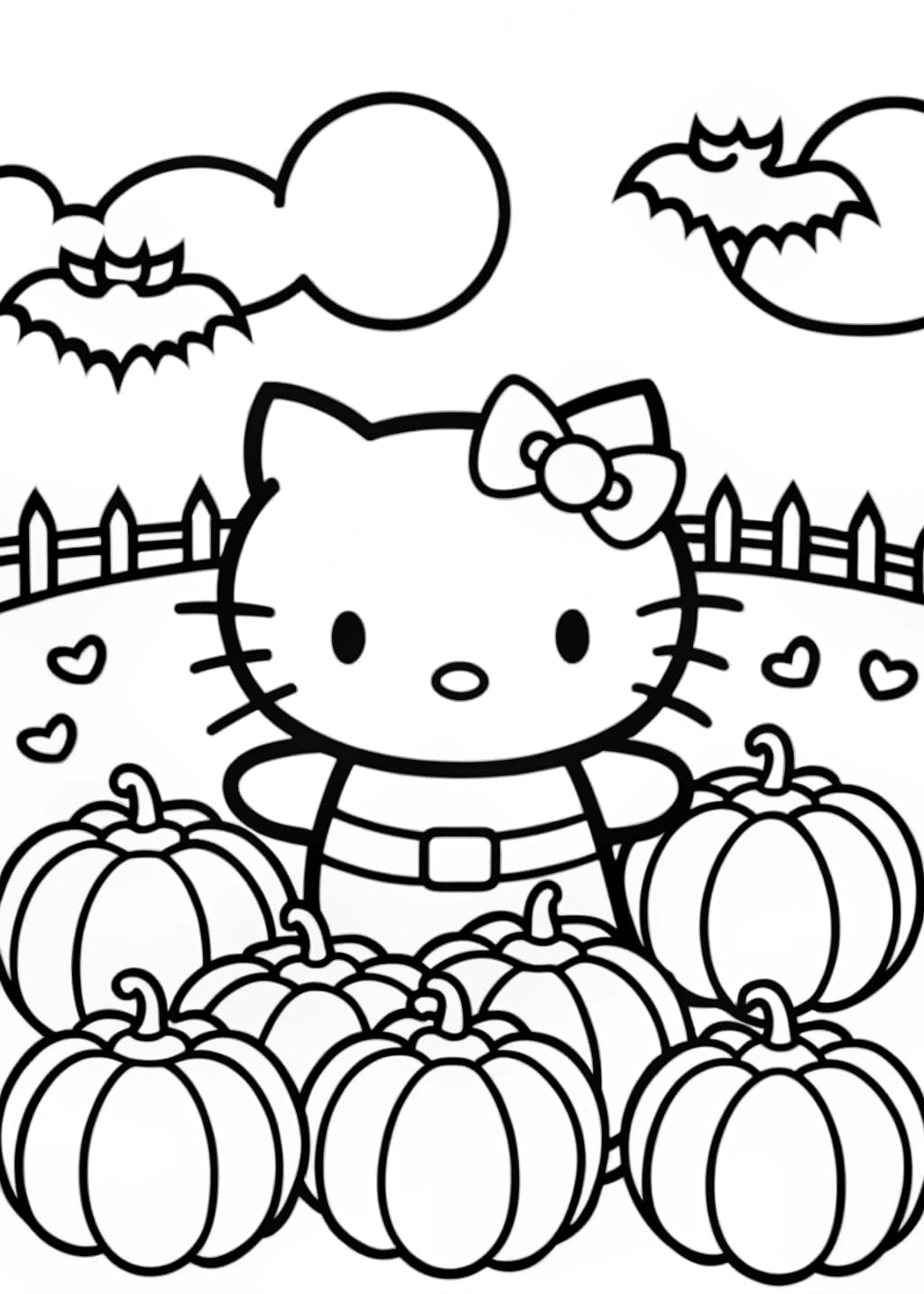 Hello Kitty Pumpkin Patch Coloring Page