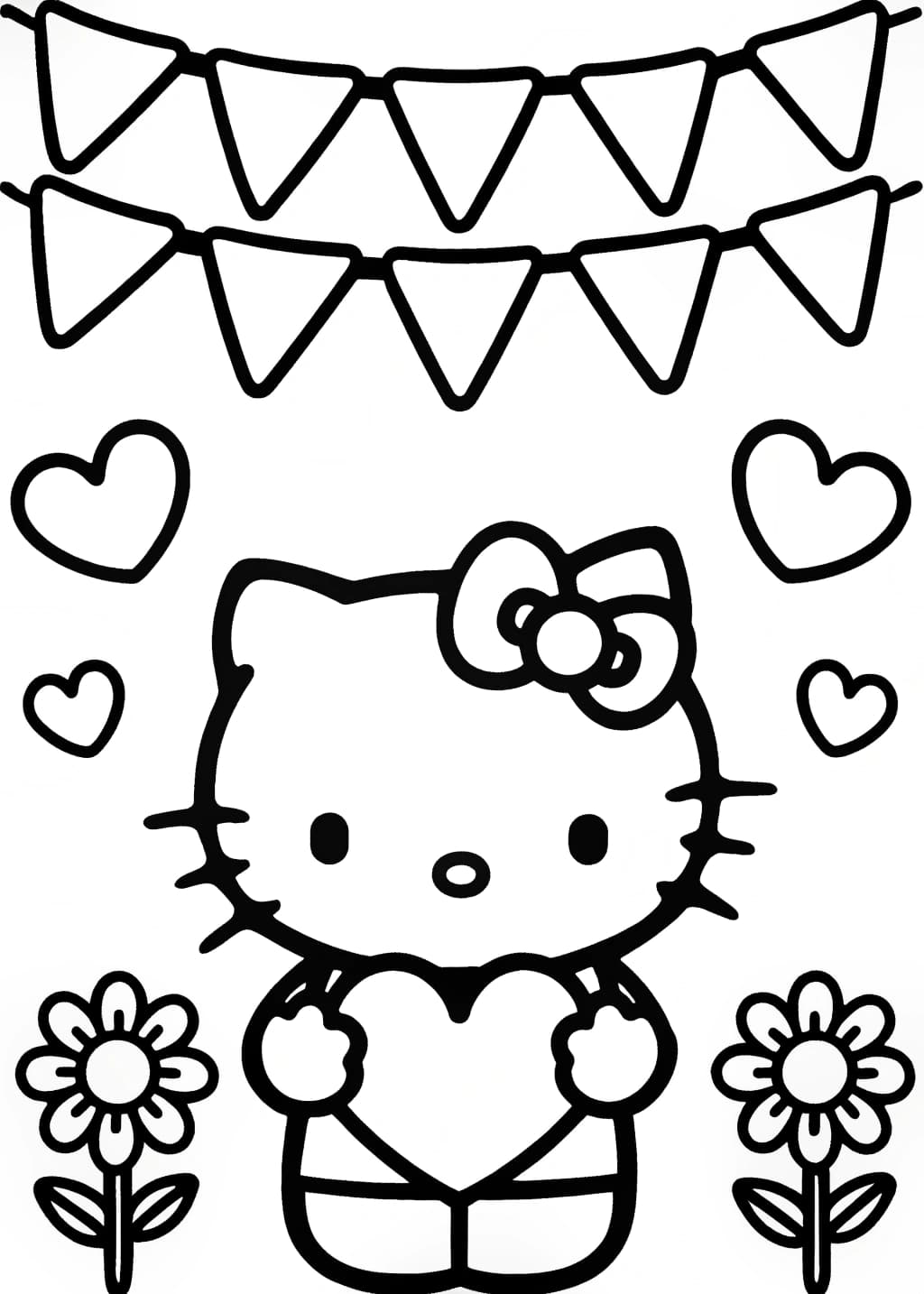 Hello Kitty Sweet Valentine Coloring Page