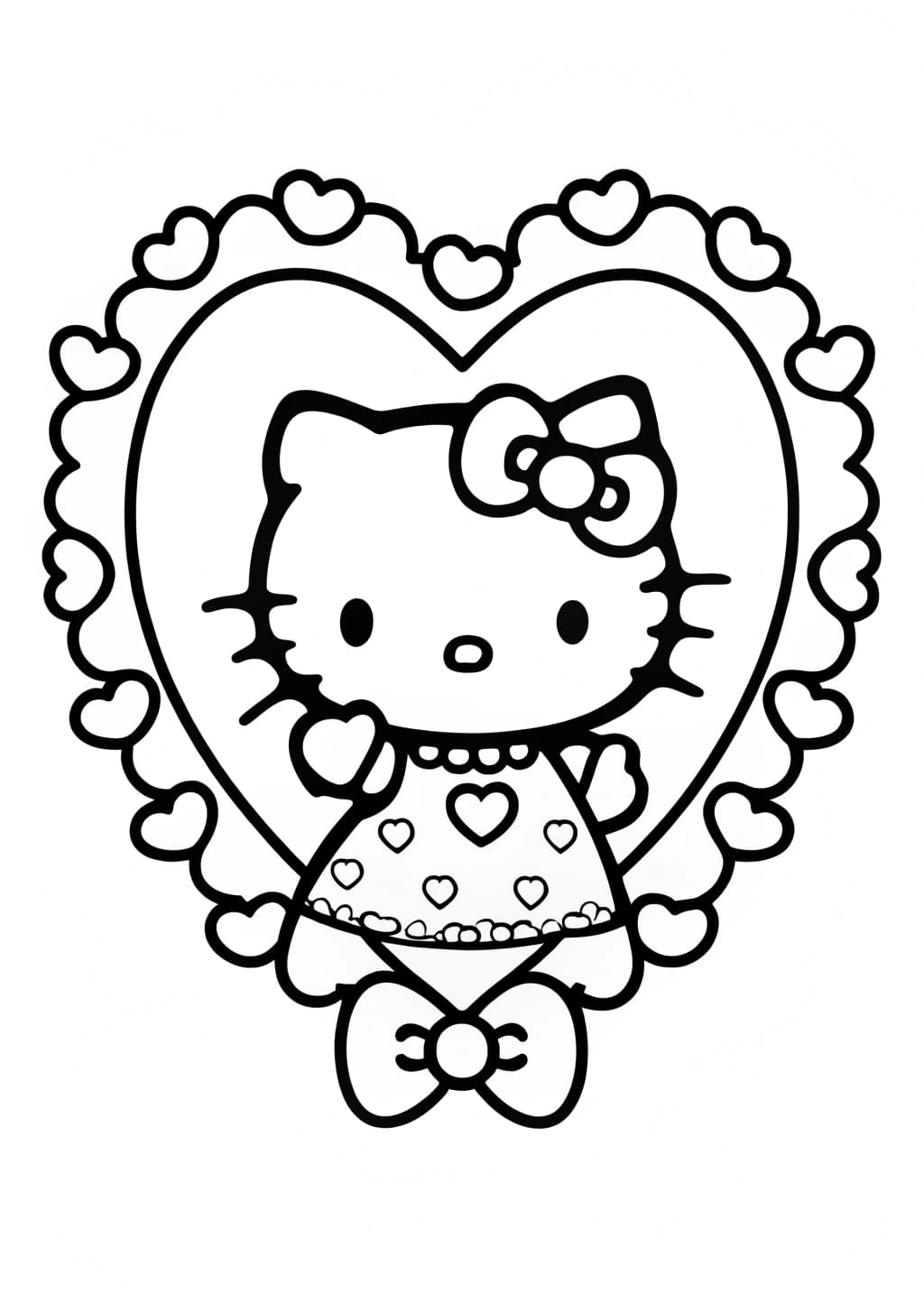Hello Kitty with a Heart-Shaped Photo Frame Coloring Page