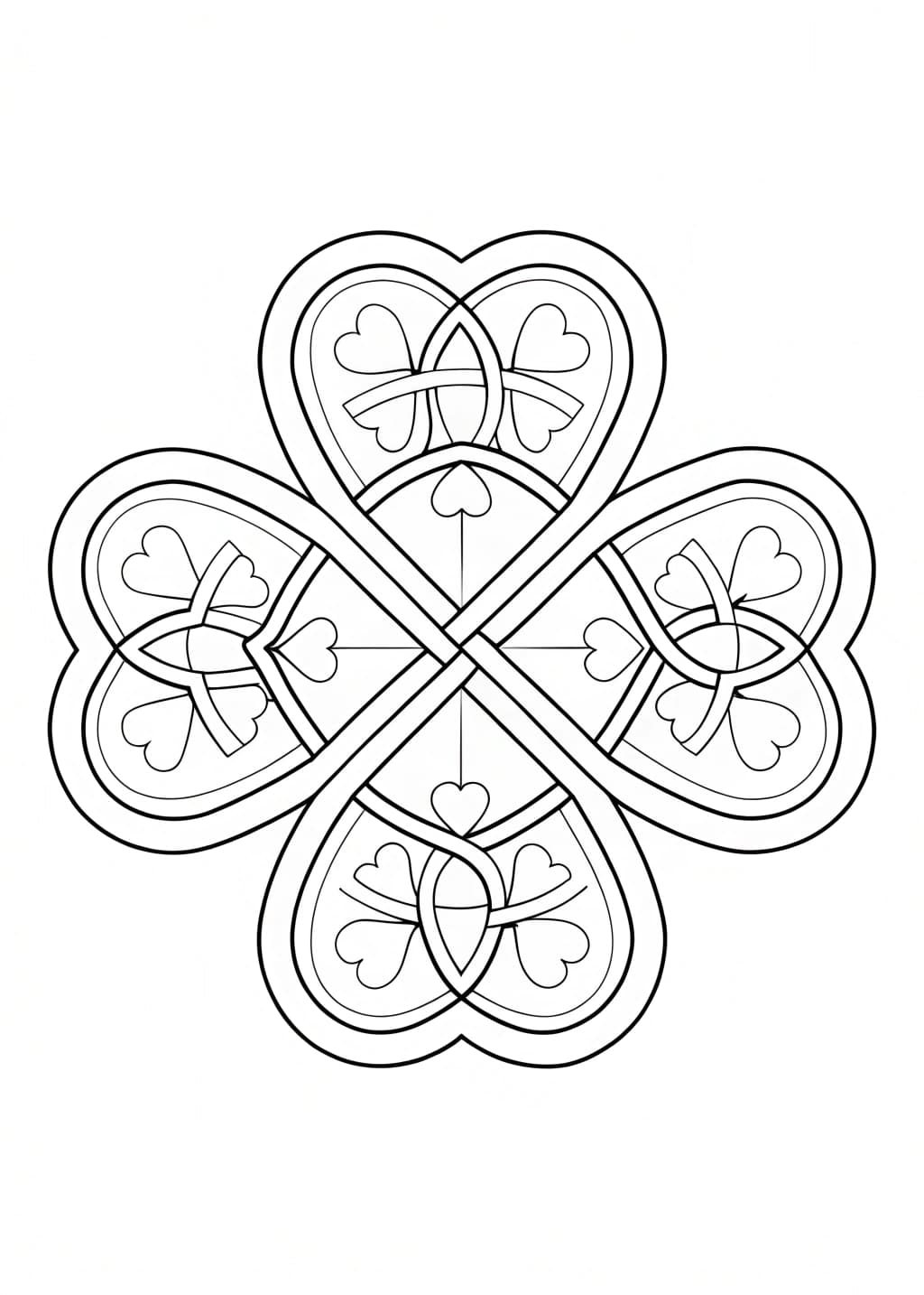 Intricate Celtic Shamrock Design Coloring Page