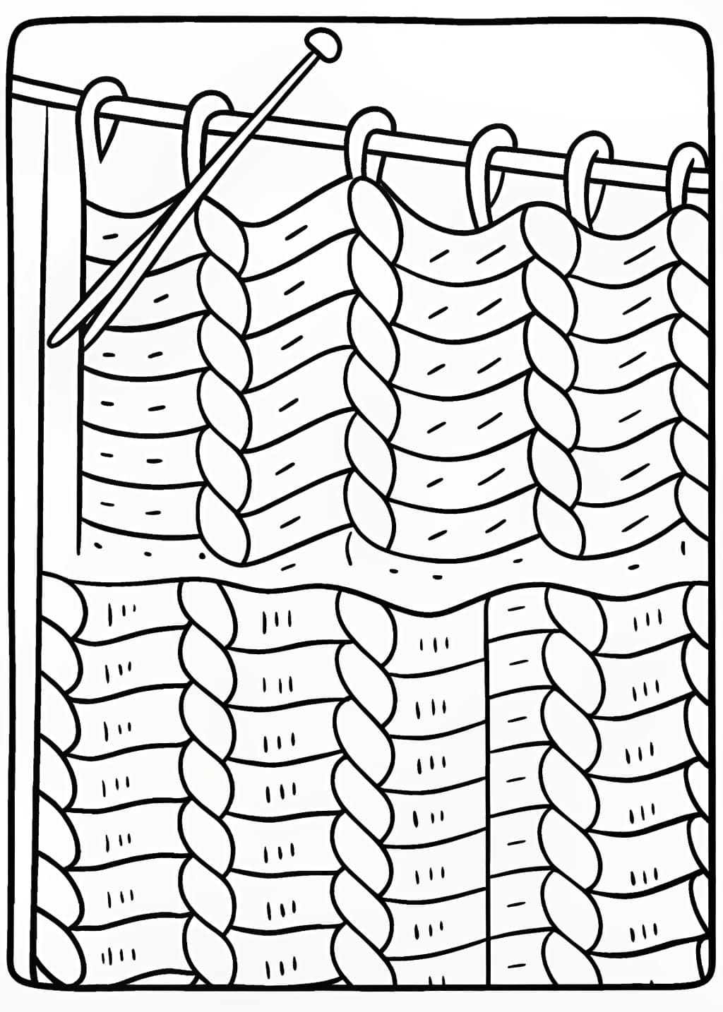 Knitted Blanket And Patterns Coloring Page