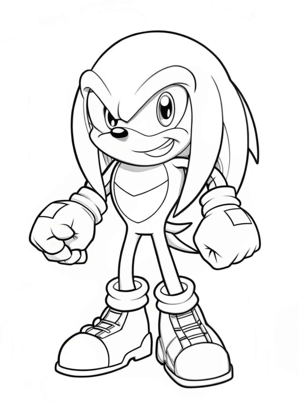 Knuckles The Echidna Standing Strong Coloring Page For Kids