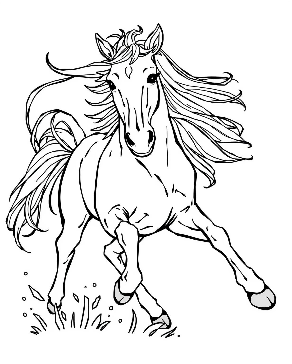 Majestic Stallion Galloping Coloring Page
