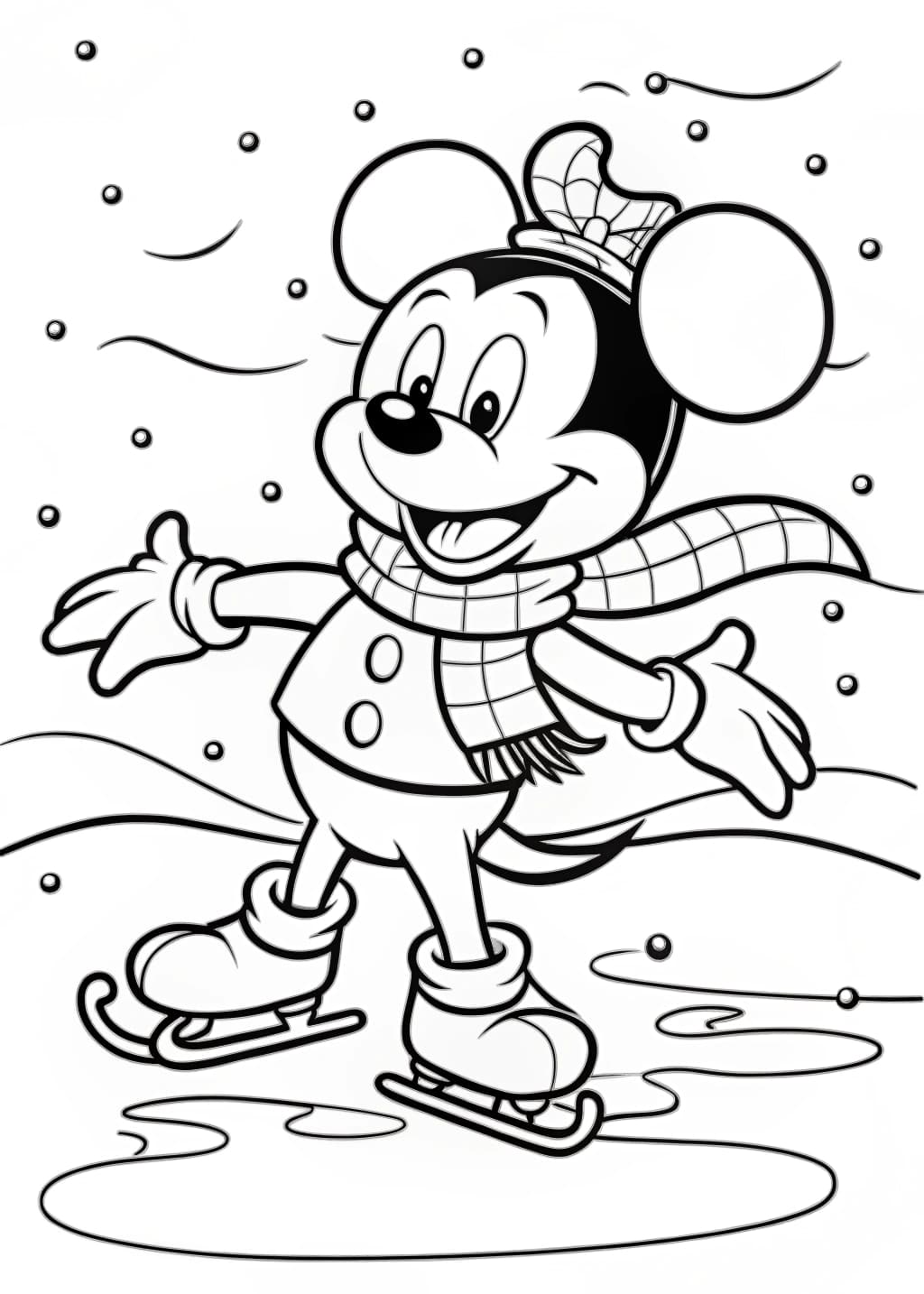 Mickey Mouse Ice Skating Coloring Page