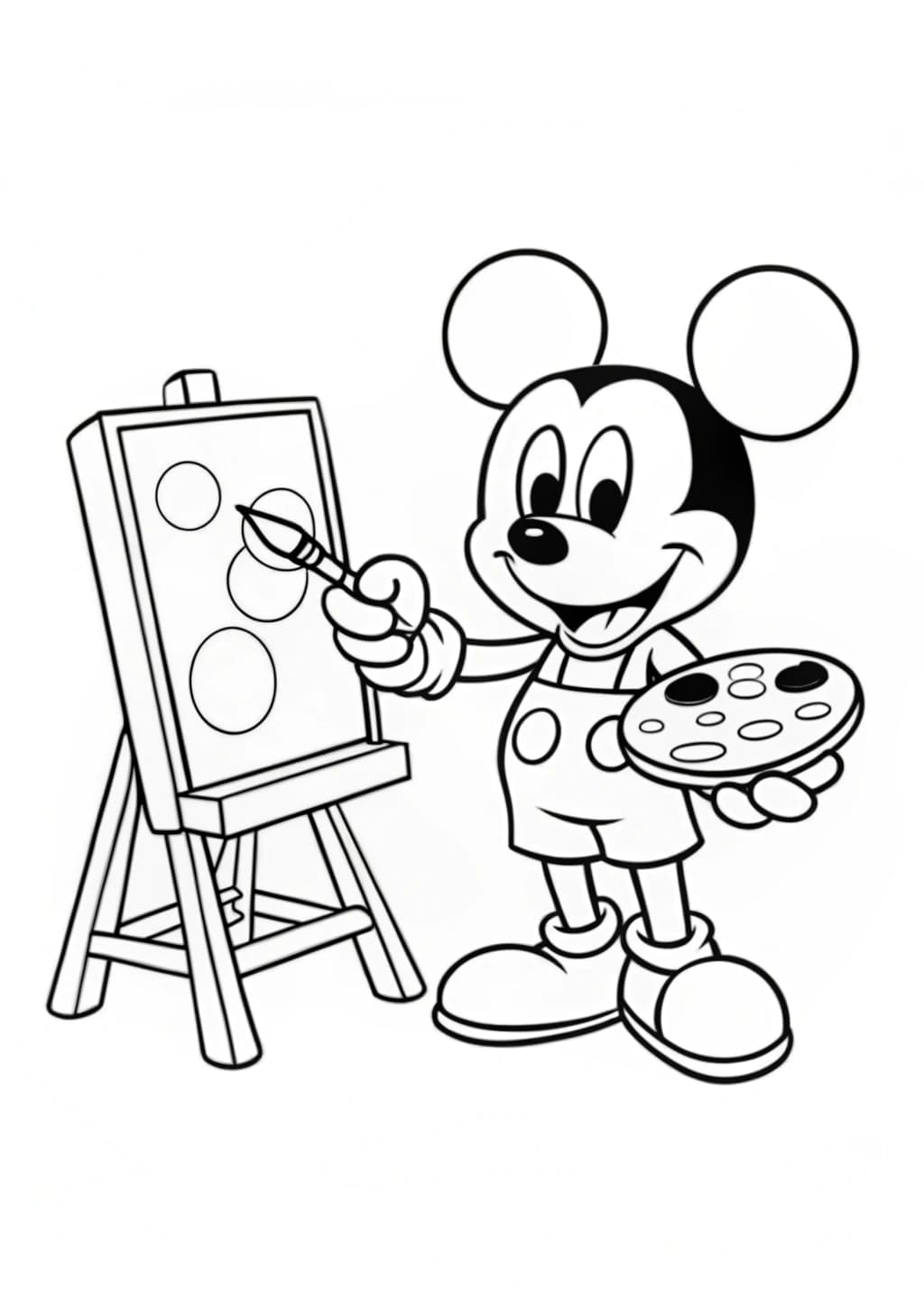 Mickey Mouse Painting on an Easel Coloring Page