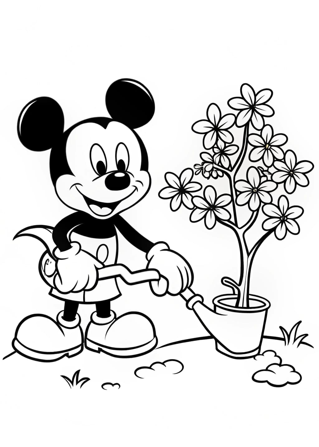 Mickey Mouse Planting a Tree Coloring Page