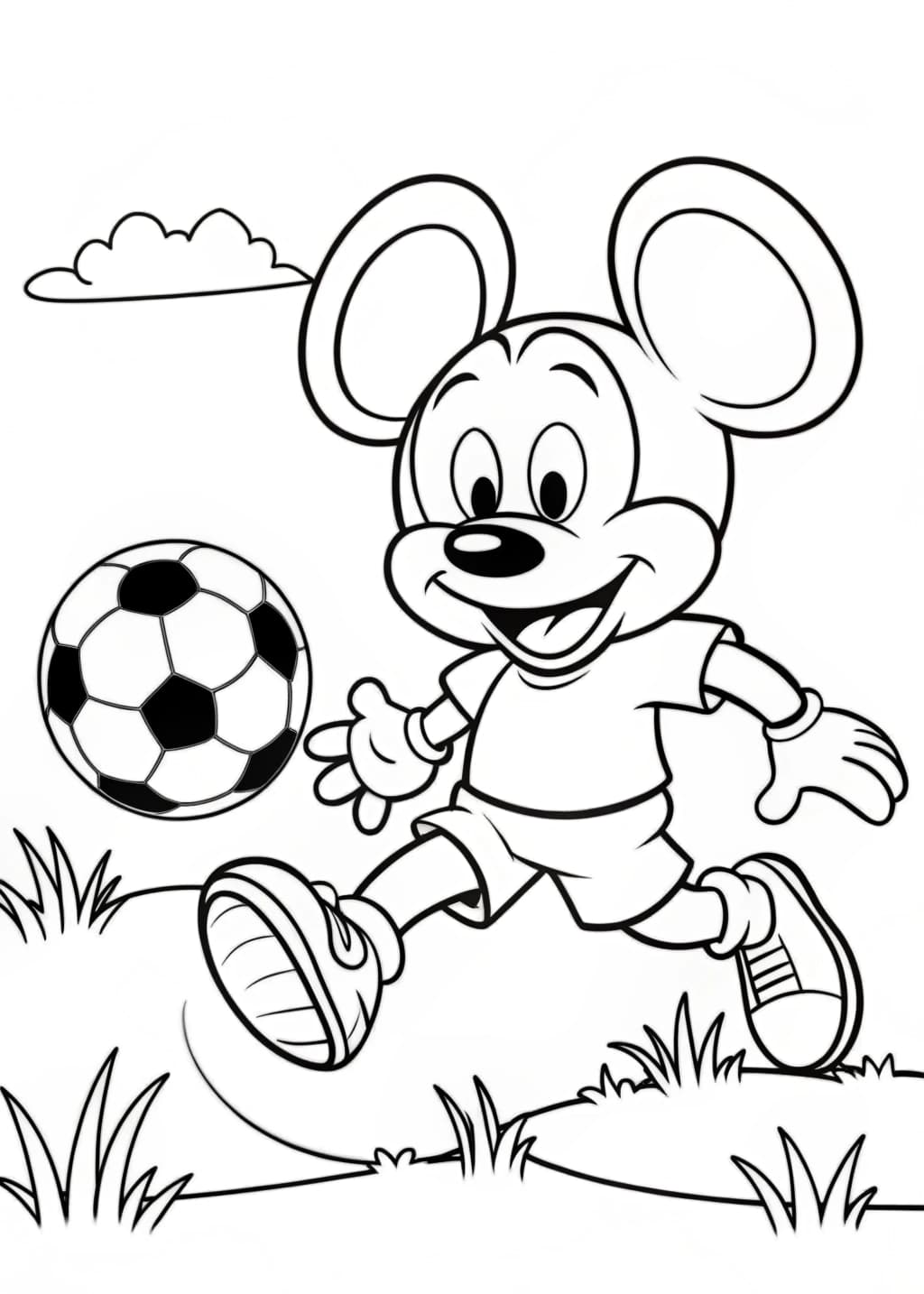 Mickey Mouse Playing Soccer Coloring Page
