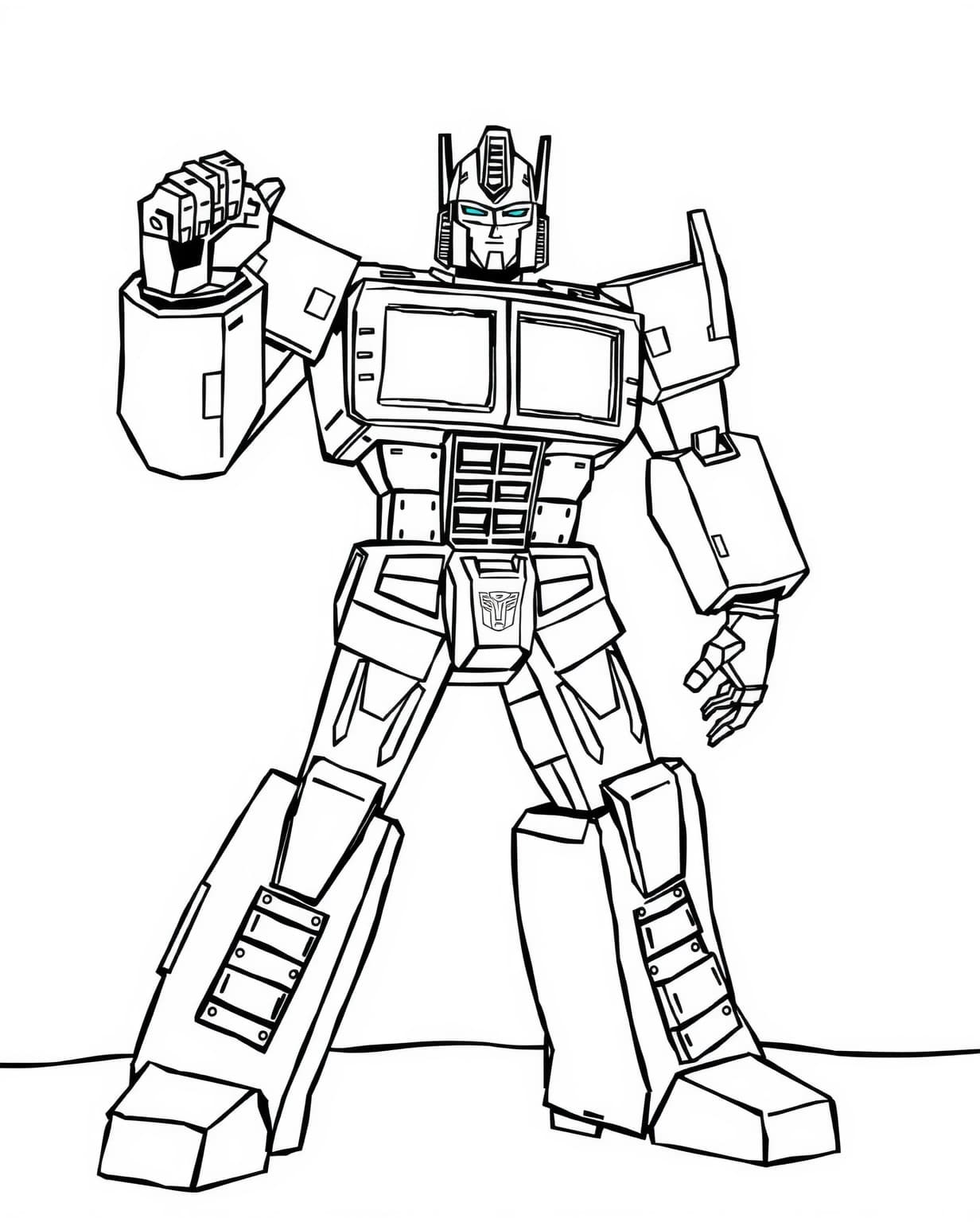 Optimus Prime Standing Ready for Battle Coloring Page