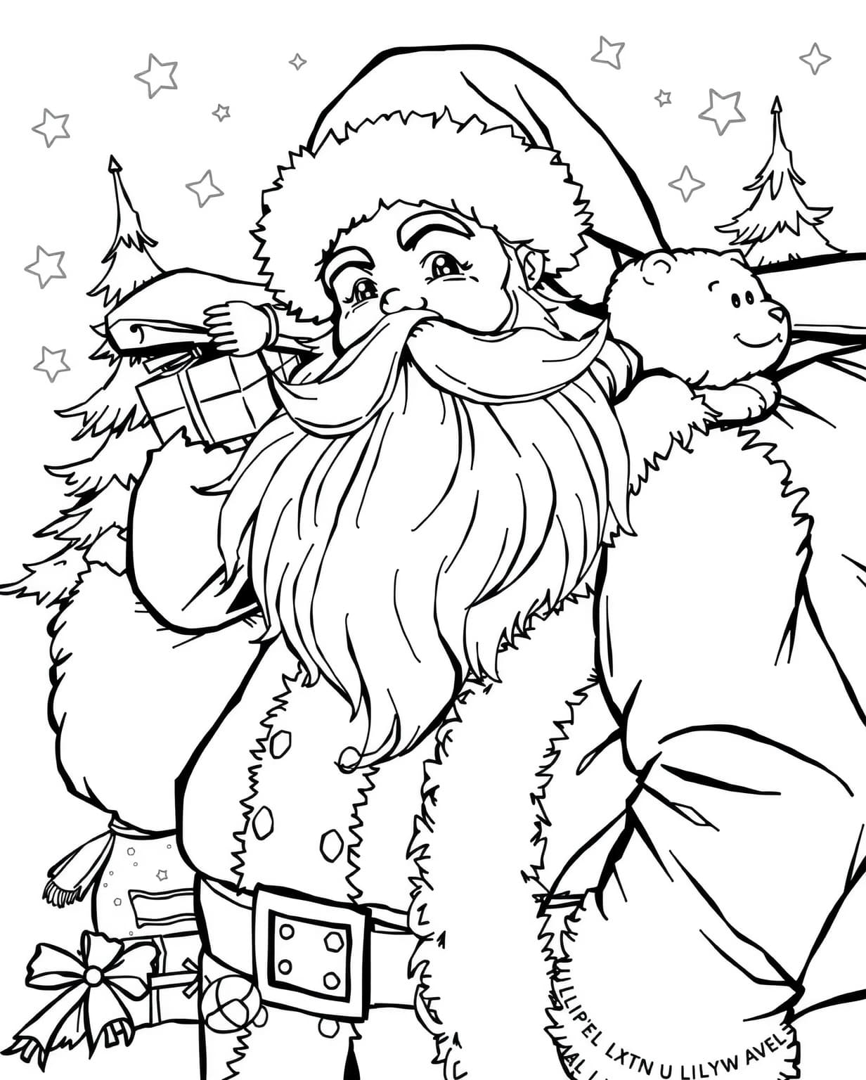 Realistic Santa Coloring Page for Festive Fun