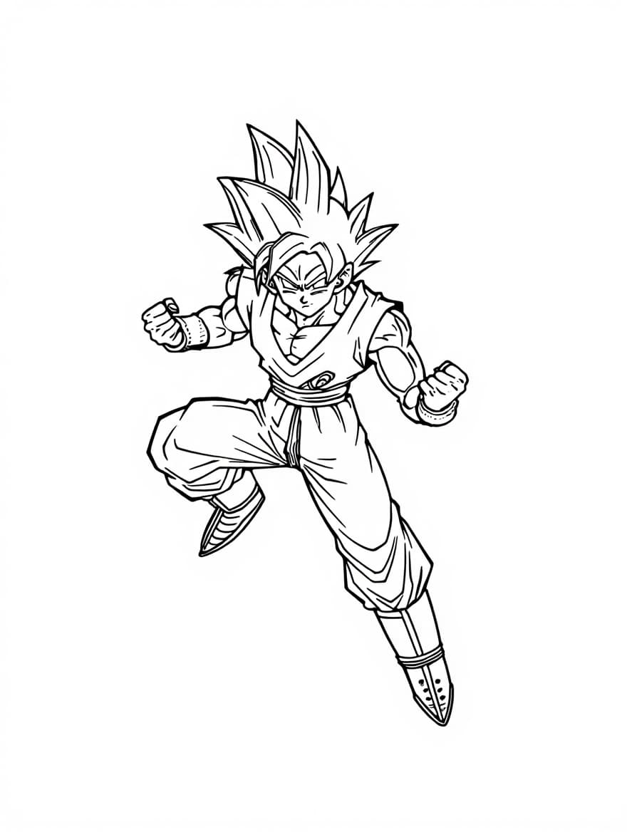 Retro Goku In 90s Style Coloring Picture