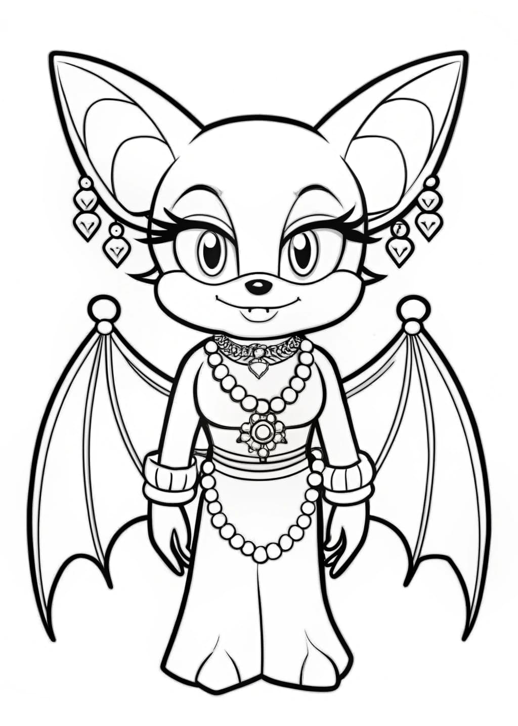 Rouge The Bat With Jewelry Coloring Page