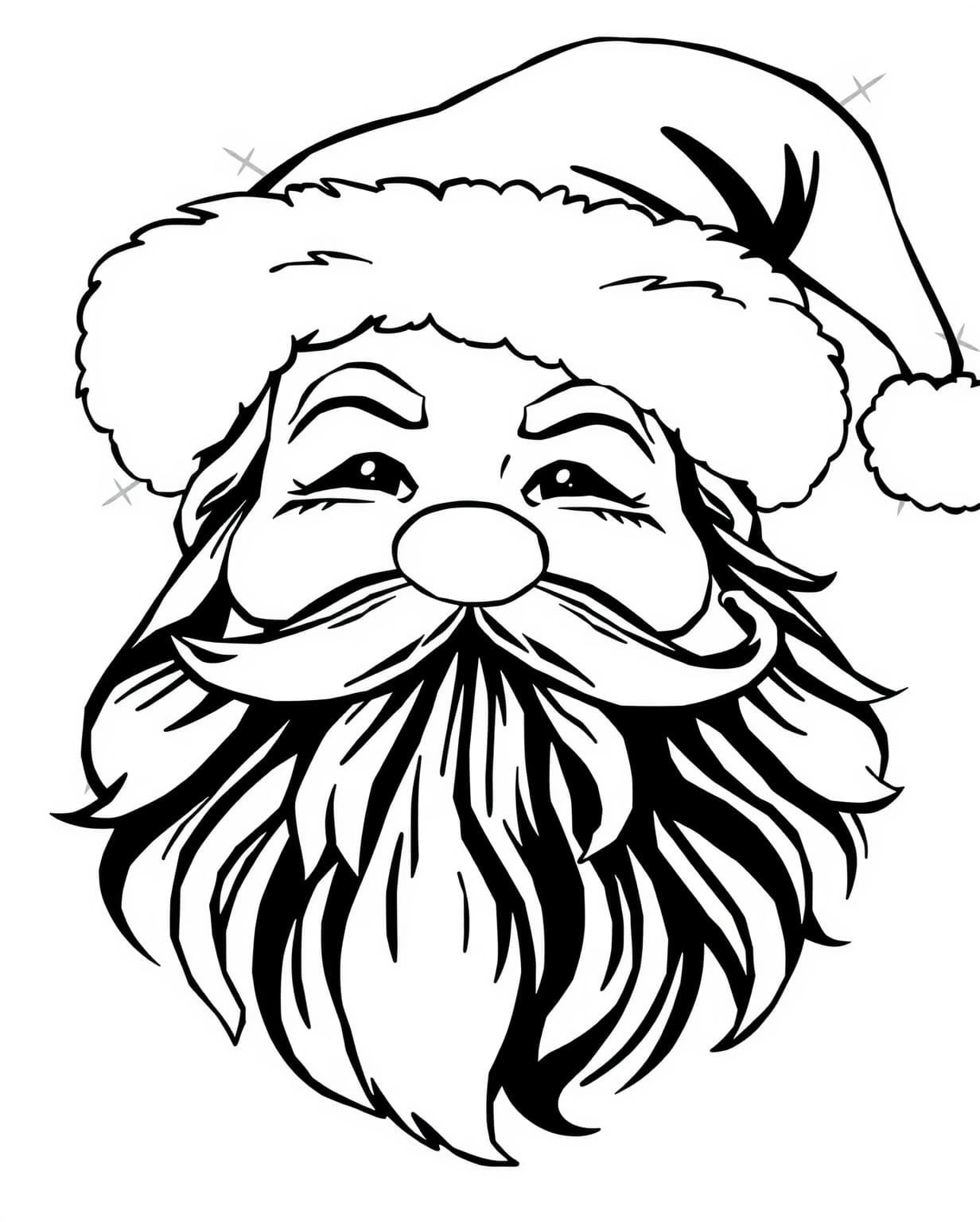 Santa Face With Big Beard Coloring Page