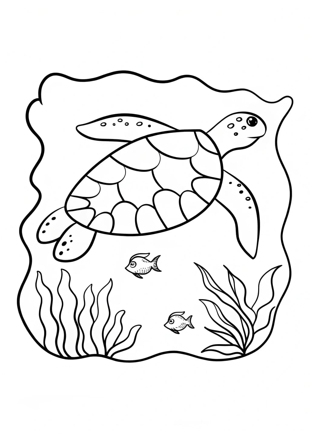 Sea Turtle In The Ocean Coloring Sheet