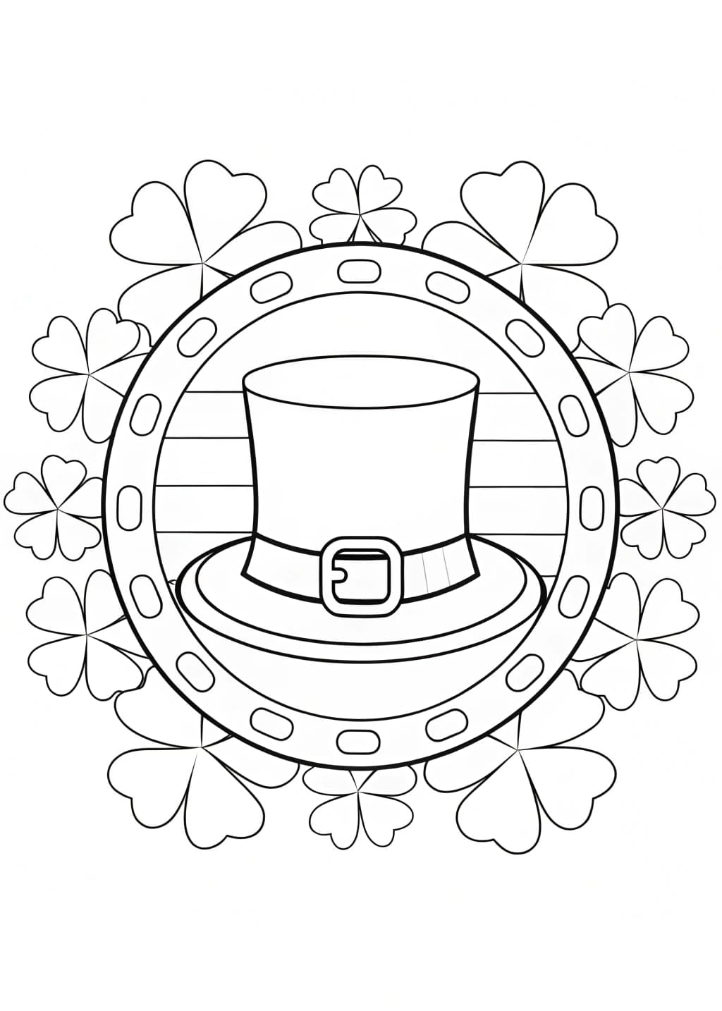 Shamrocks And Leprechaun Hat Coloring Page