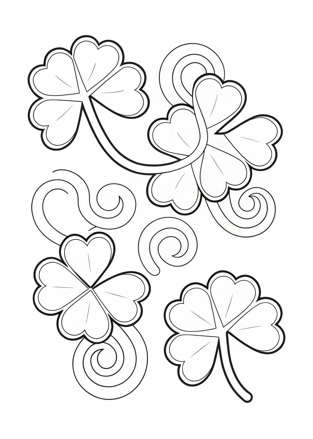Shamrocks And Swirls Pattern Coloring Page
