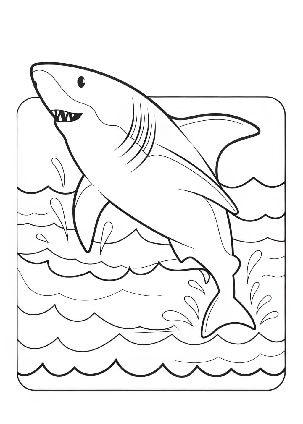 Shark Jumping Out Of Water Coloring Page